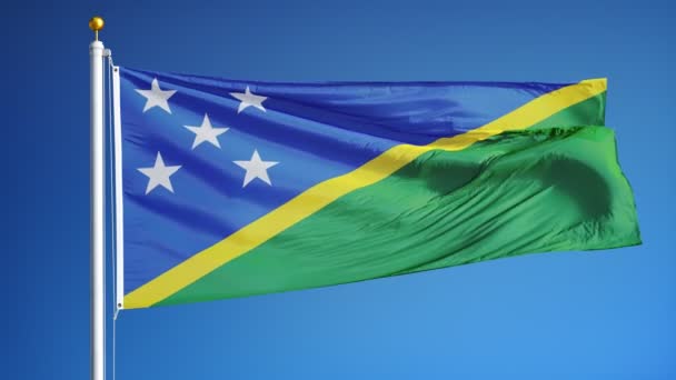 Flaga Wysp Salomona w zwolnionym tempie bezproblemowo zapętlone z alfa — Wideo stockowe