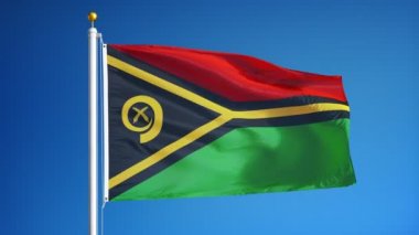 Yavaş çekimde Vanuatu bayrağı alfa ile sorunsuz bir şekilde döngülü