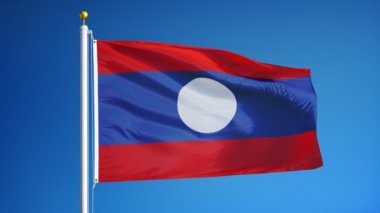 Yavaş çekimde Laos bayrağı alfa ile sorunsuz bir şekilde döngüye