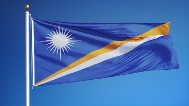 Marshall Islands flag i slowmotion problemfrit looped med alfa – Stock-video