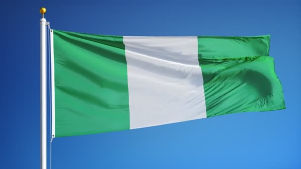 Nigeria flag in slow motion seamlessly looped with alpha — Stock Video