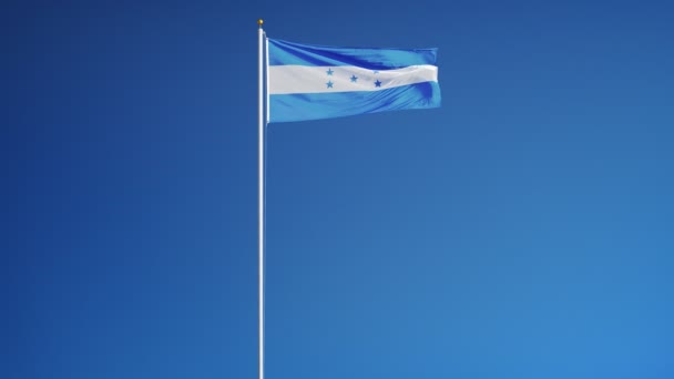 Yavaş çekimde Honduras bayrağı alfa ile sorunsuz bir şekilde döngülü — Stok video