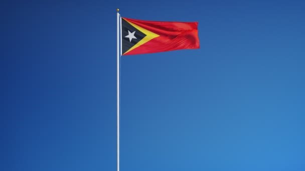 Drapeau du Timor oriental au ralenti en boucle transparente avec alpha — Video