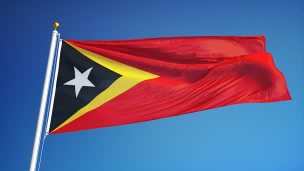 Vlag van Oost-Timor in slowmotion naadloos lus met alpha — Stockvideo