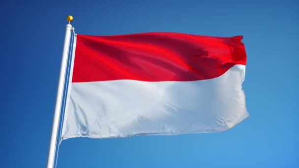 Indonesien-Flagge in Zeitlupe nahtlos mit Alpha — Stockvideo