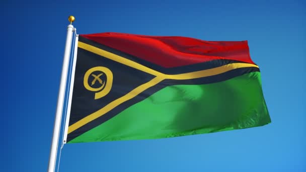 Vanuatu flag in slow motion seamlessly looped with alpha — Stock Video