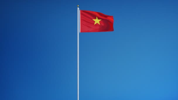 Yavaş çekimde Vietnam bayrağı sorunsuz alfa ile döngülü — Stok video