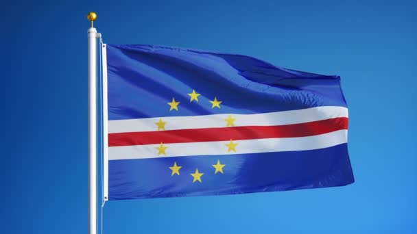 Vlag van Kaapverdië in slowmotion naadloos lus met alpha — Stockvideo