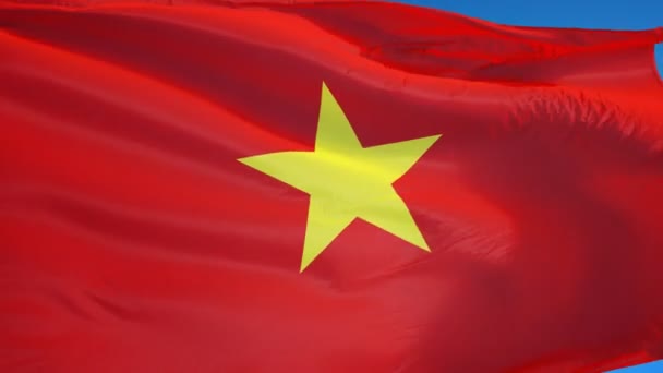 Drapeau du Vietnam au ralenti en boucle transparente avec alpha — Video