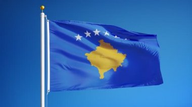 Yavaş çekimde Kosova bayrağı alfa ile sorunsuz bir şekilde döngüye saldı
