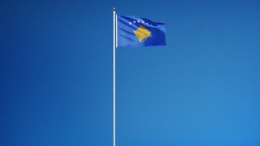 Yavaş çekimde Kosova bayrağı alfa ile sorunsuz bir şekilde döngüye saldı