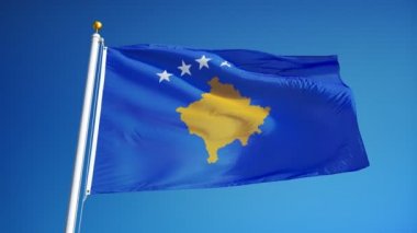 Yavaş çekimde Kosova bayrağı alfa ile sorunsuz bir şekilde döngüye saldı