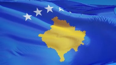 Yavaş çekimde Kosova bayrağı alfa ile sorunsuz bir şekilde döngüye saldı