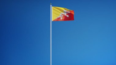 Yavaş çekimde Bhutan bayrağı alfa ile sorunsuz bir şekilde döngülü
