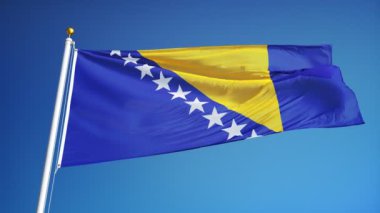 Yavaş çekimde Bosna-Hersek bayrağı alfa ile sorunsuz bir şekilde döngüye saldı
