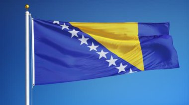 Yavaş çekimde Bosna-Hersek bayrağı alfa ile sorunsuz bir şekilde döngüye saldı