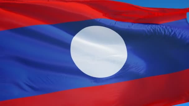 Bandiera Laos al rallentatore perfettamente in loop con alfa — Video Stock