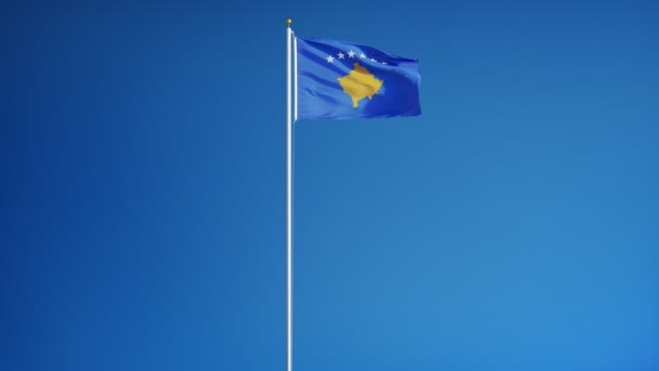 Drapeau du Kosovo au ralenti en boucle transparente avec alpha — Video