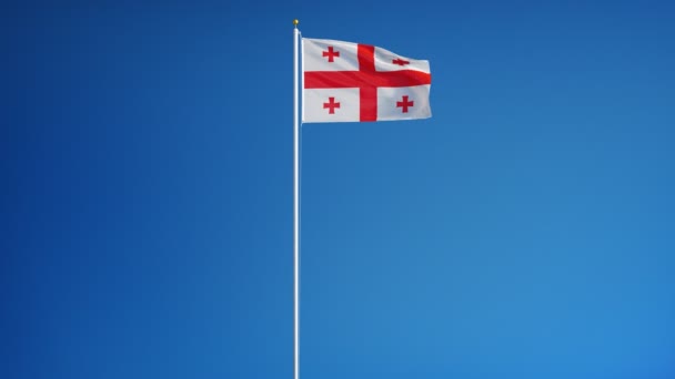 Flaga Georgii w zwolnionym tempie bezproblemowo zapętlone z alfa — Wideo stockowe