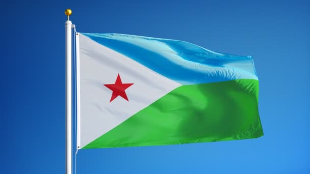 Djibouti flag in slow motion seamlessly looped with alpha — Stock Video