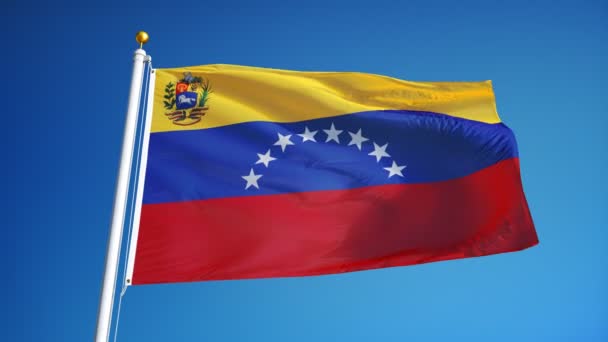 Venezuela-Flagge in Zeitlupe, nahtlos mit Alpha verbunden — Stockvideo