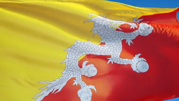 Bhutan vlag in slow motion naadloos lused met alpha — Stockvideo