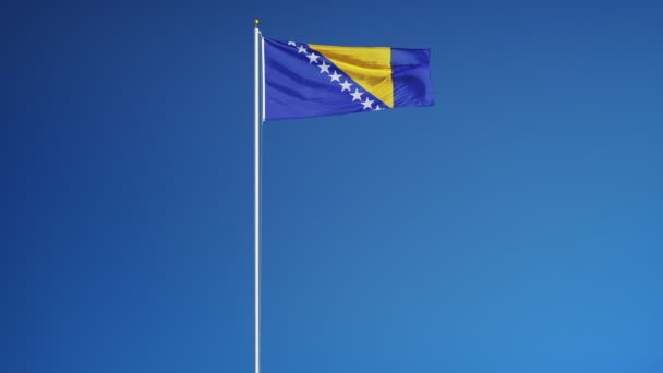 Bosnia and Herzegovina flag in slow motion seamlessly looped with alpha — Stock Video