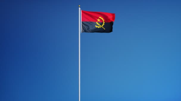 Bandeira de Angola em câmara lenta perfeitamente enrolada com alfa — Vídeo de Stock