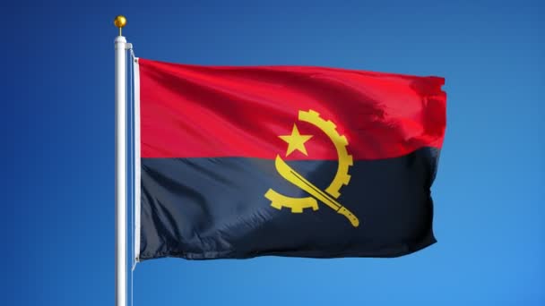 Bandera de Angola en cámara lenta perfectamente en bucle con alfa — Vídeos de Stock