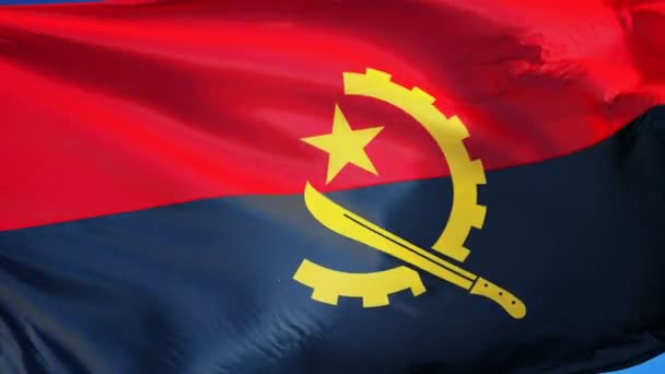Bandiera Angola al rallentatore perfettamente in loop con alfa — Video Stock