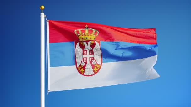 Serbia flag in slow motion seamlessly looped with alpha — Stock Video