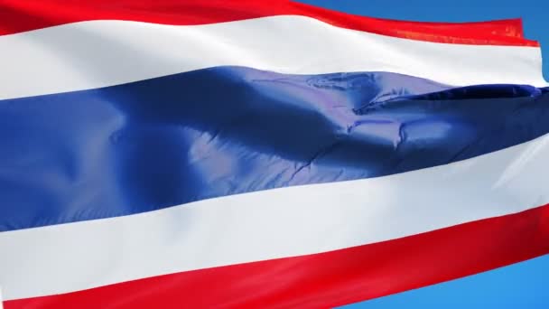 スローモーションのアルファを持つシームレスにループでタイの国旗 — ストック動画