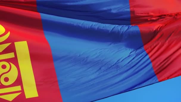 Vlag van Mongolië in slowmotion naadloos lus met alpha — Stockvideo