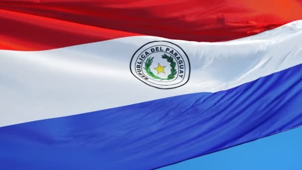 Paraguay flag in slow motion seamlessly looped with alpha — Stock Video