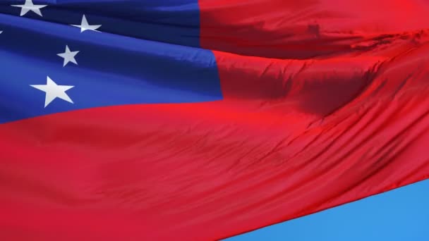 Vlag van Samoa in slowmotion naadloos lus met alpha — Stockvideo