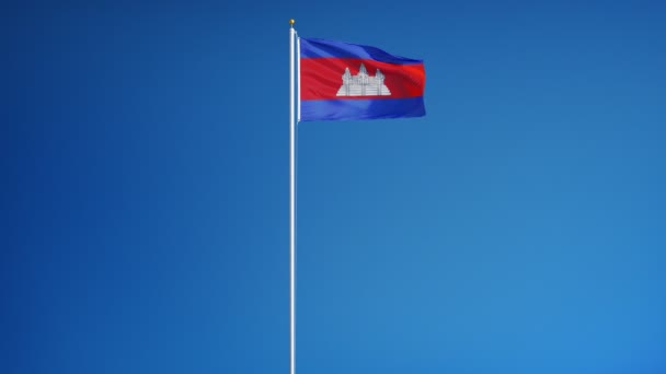 Bandera de Camboya en cámara lenta perfectamente en bucle con alfa — Vídeos de Stock