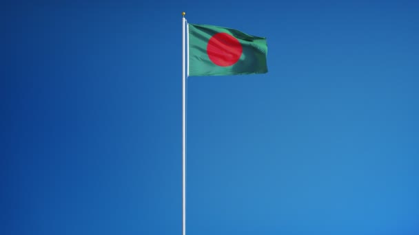 Bandeira Bangladesh em câmera lenta perfeitamente looped com alfa — Vídeo de Stock