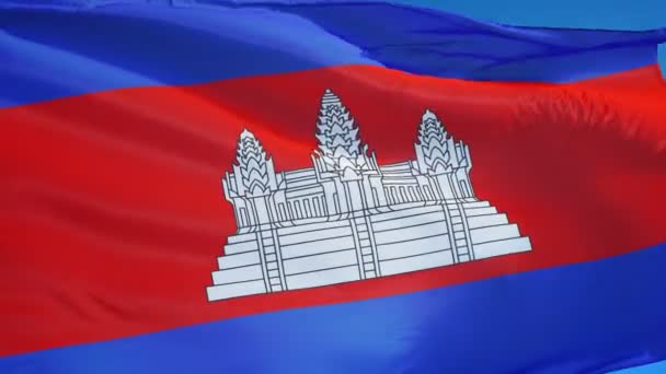 Vlag van Cambodja in slowmotion naadloos lus met alpha — Stockvideo