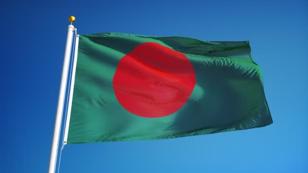 Bandera de Bangladesh en cámara lenta en bucle continuo con alfa — Vídeo de stock