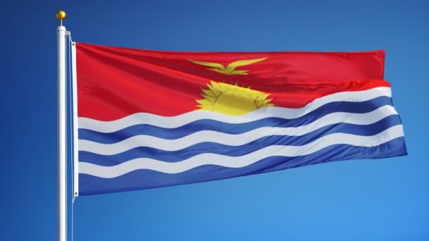 Bandeira de Kiribati em câmera lenta perfeitamente enrolada com alfa — Vídeo de Stock