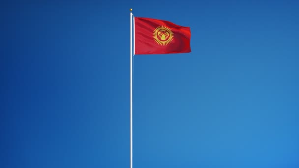 Kyrgyzstan-Flagge in Zeitlupe nahtlos mit Alpha verbunden — Stockvideo