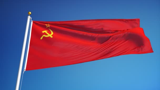 Σημαία της ΕΣΣΔ σε αργή κίνηση looped απρόσκοπτα με άλφα — Αρχείο Βίντεο