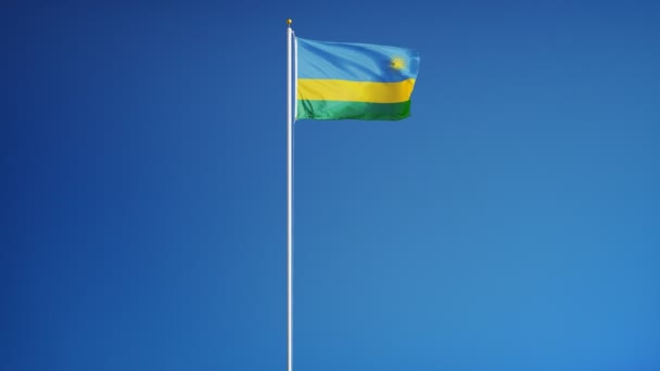 Vlajka Rwandy v pomalém pohybu plynule tvořili s alfa — Stock video