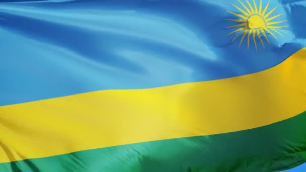 Vlag van Rwanda in slowmotion naadloos lus met alpha — Stockvideo