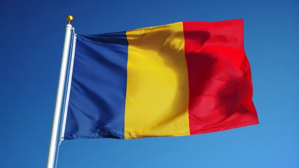 Bandera de Chad en cámara lenta perfectamente en bucle con alfa — Vídeos de Stock