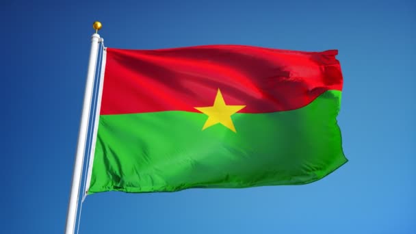 Прапор Буркіна-Фасо в повільному плавно петельні з альфа — стокове відео