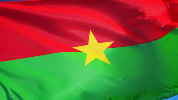 Flaga Burkina Faso w zwolnionym tempie bezproblemowo zapętlone z alfa — Wideo stockowe