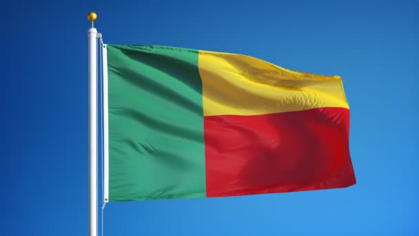 Bandiera Benin al rallentatore perfettamente in loop con alfa — Video Stock