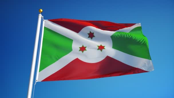 Bandiera Burundi al rallentatore perfettamente in loop con alfa — Video Stock