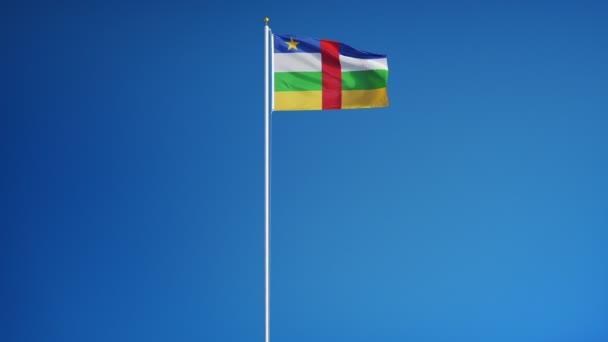 Bandeira da República Centro-Africana em câmera lenta perfeitamente enrolada com alfa — Vídeo de Stock